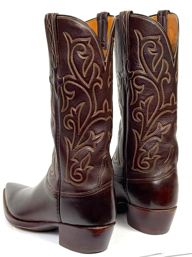 Lucchese Classic Chocolate Brown Cowboy Boots Mns 8.5d X-Toe Made In San Antonio — image 4 of 8